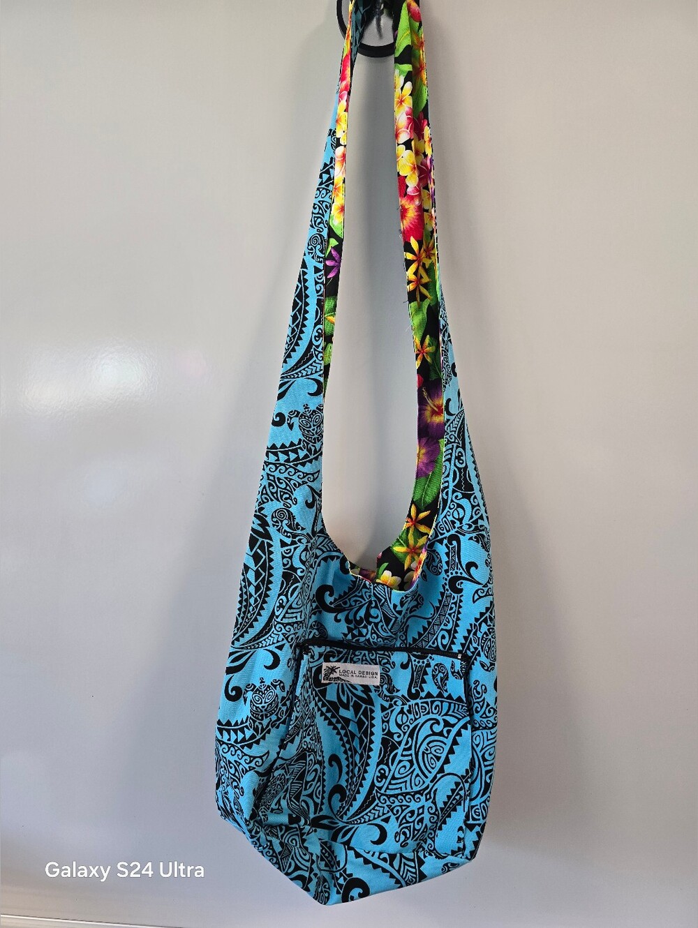 Hawaiian Crossbody Sling* Market Bag * Made In Hawaii * Turquoise /Black * NWOT